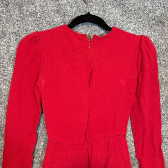 Reformation Dress Womens 4 Red Long Sleeve Zip Chest Cut Out Midi Dress Bodycon - Picture 6 of 12